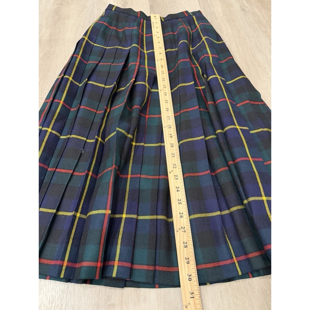 Vintage D Byford Scotland Wool Tartan Pleated Midi Skirt US 8 Plaid Academia - Picture 9 of 12